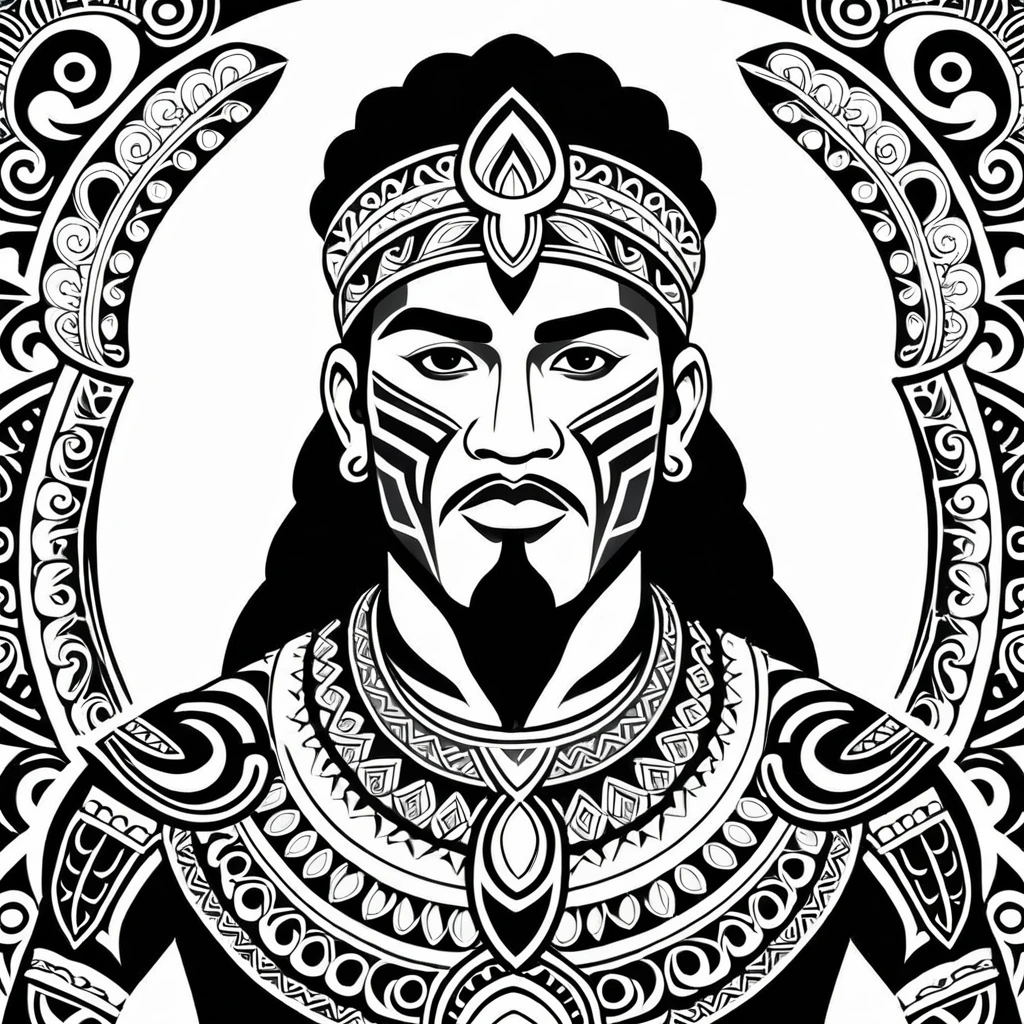 man in maori folk outfit, vector graphics, strong contours
