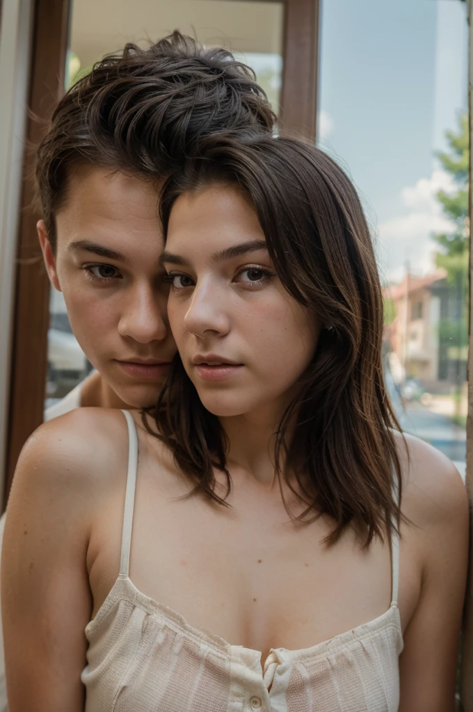 A perpect masterpiece:1.2), (the best quality:1.2), (realistic photo), (detail), (8K Ultra HD quality). Photography (1 teenage boy) and (1 stepmother).