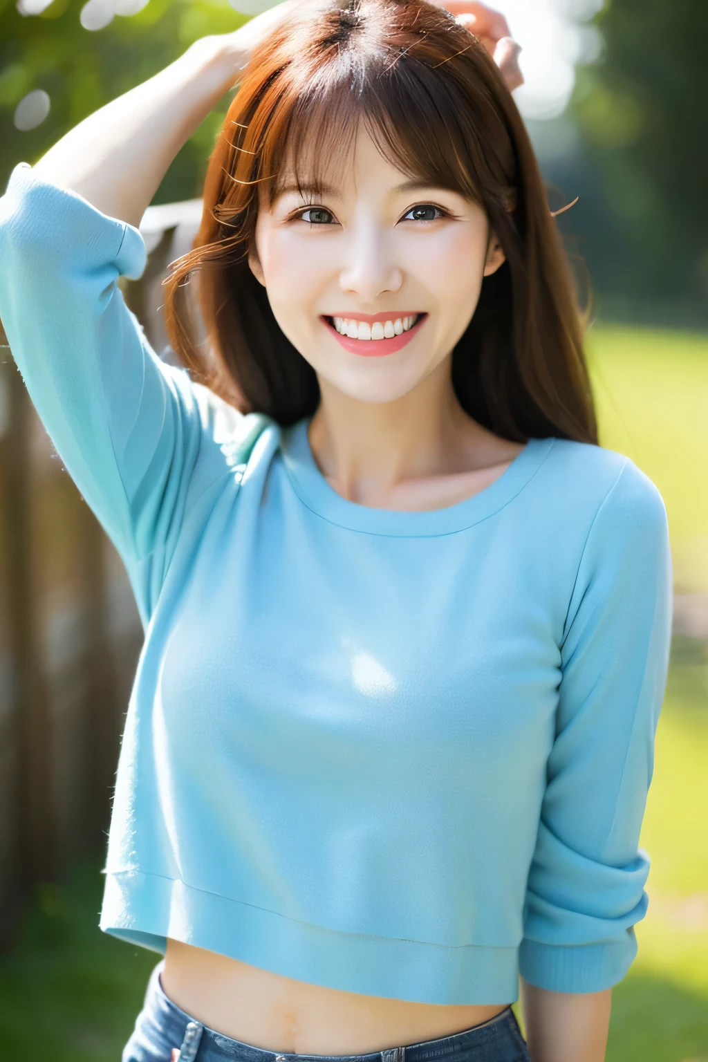 Healthy and cheerful woman in her 30s