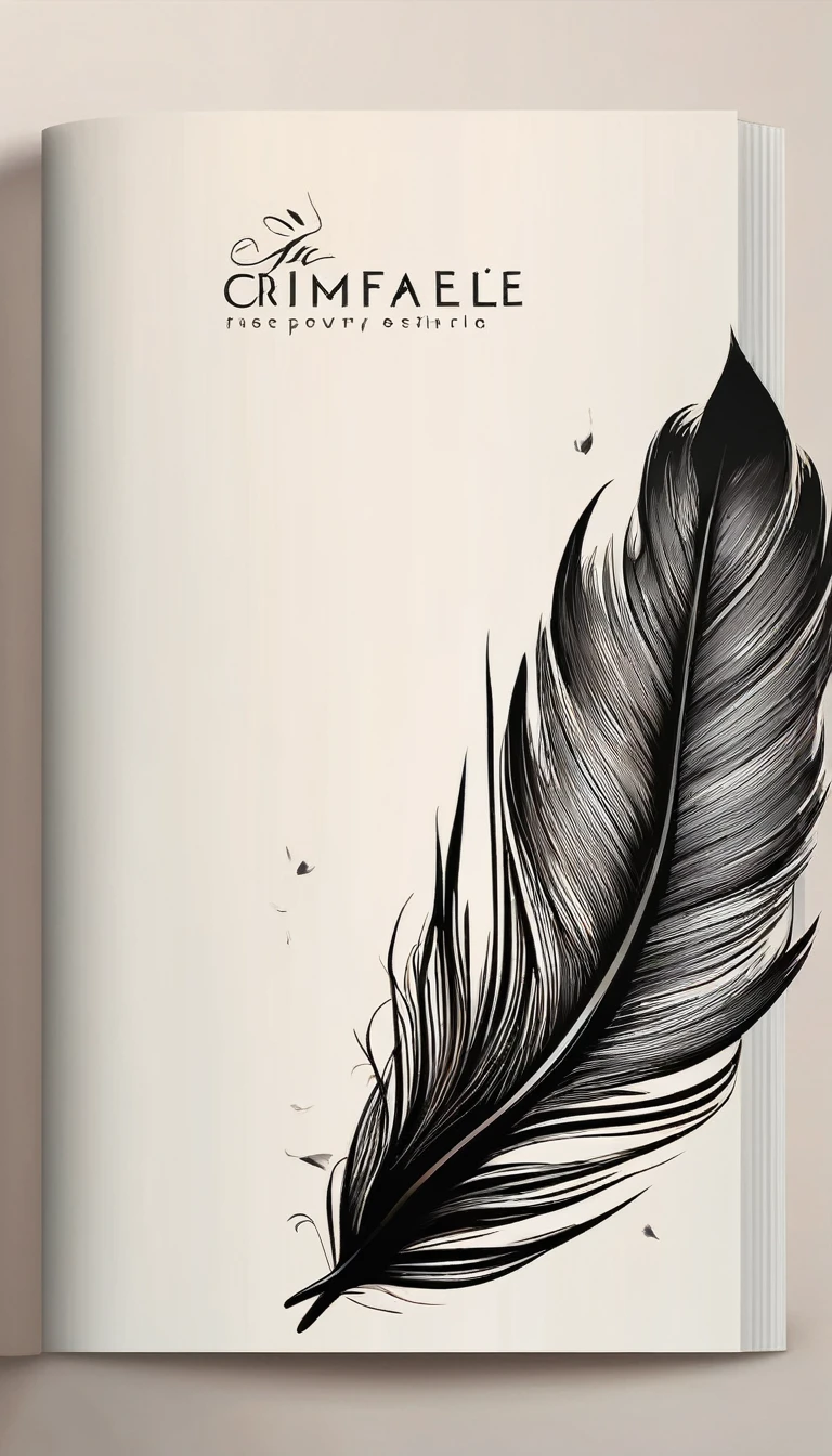 Create a cinematic, abstract logo for a film production company based on stories and music. The logo should represent a dreamy, poetic Feather. Minimalist logo design impressed on a book cover