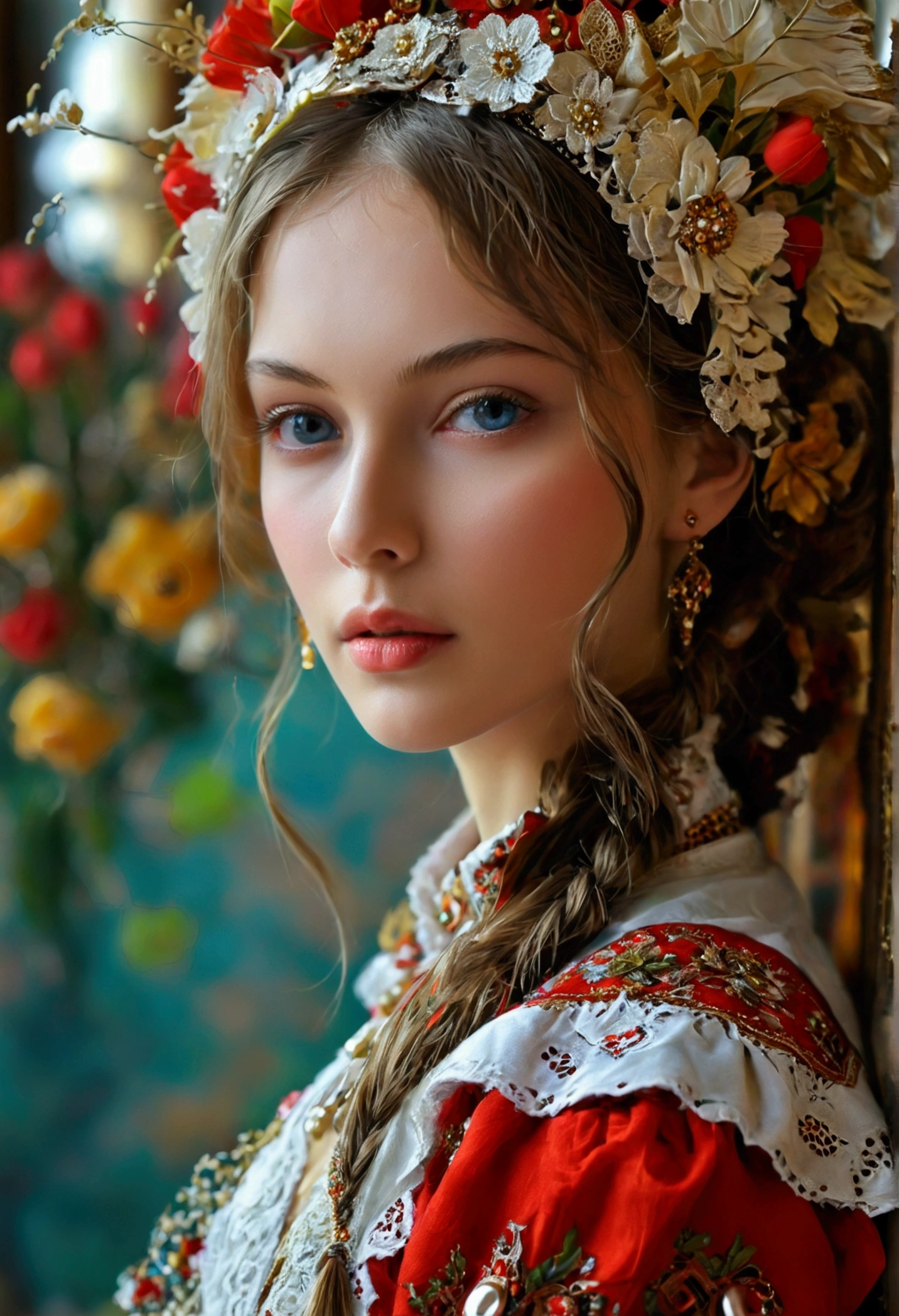(((tmasterpiece))), Top Quality, Very detailed, Beautiful Russian girl, in traditional attire