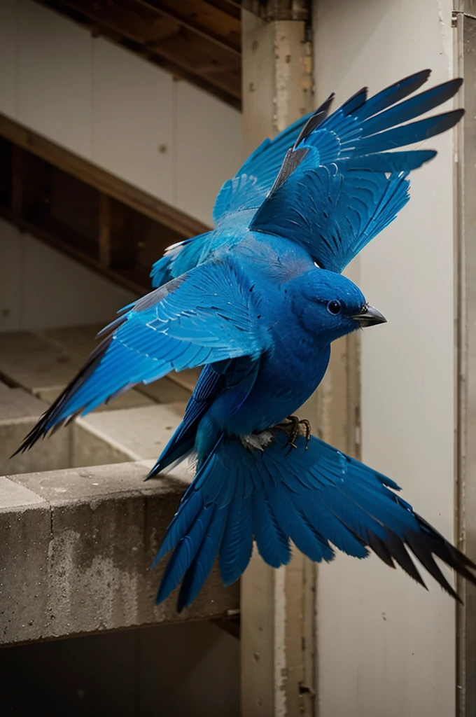 blue bird flies to its home
