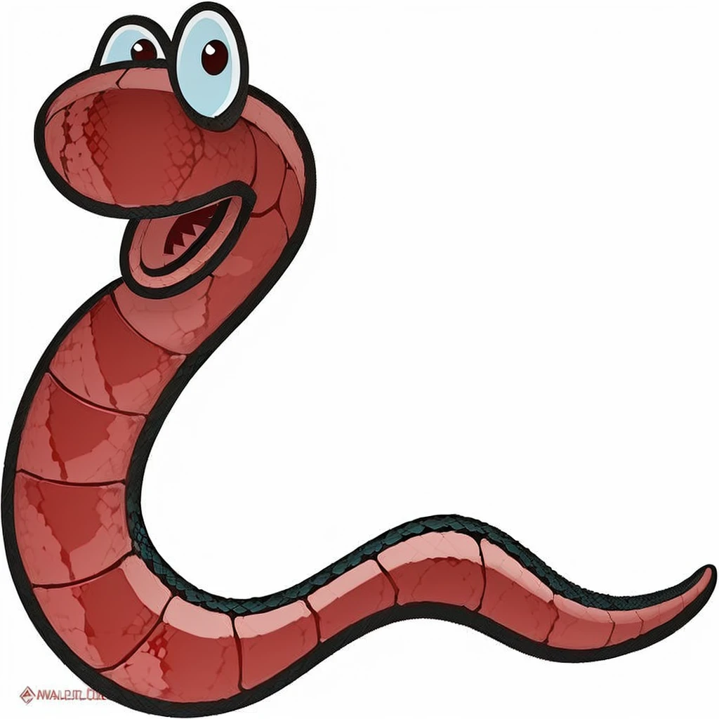 cartoon red insect with blue eyes and a smile, insect round mouth, insect, snake, snake art, insect brown theme, snake body. Many big, snake body, an amalgamation of a snake, 眼镜snake头吉祥物面向右, Cartoon illustration, insects, forked snake tongue sticking out, snake tongue, HD illustrations, snake, snake body