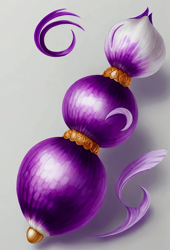 purple onion, white background, photoshoot, top view