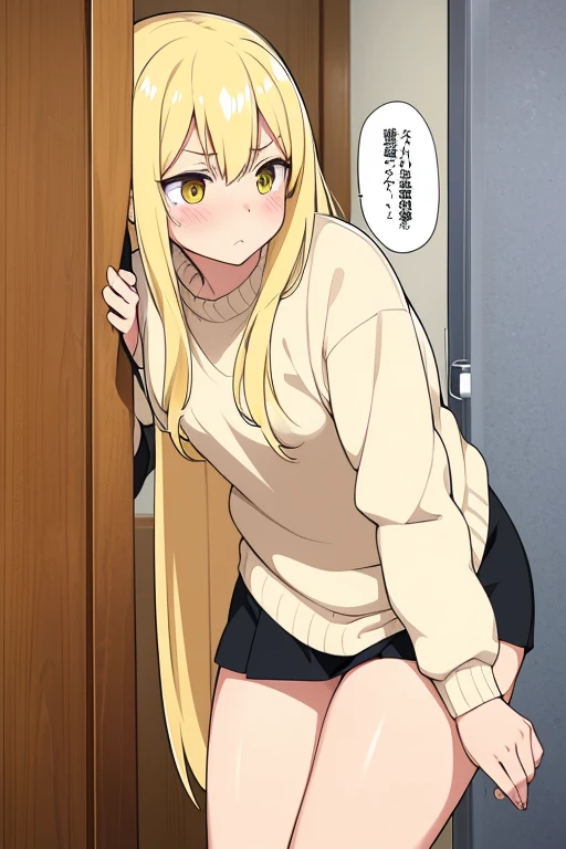 best quality, masterpiece, highres, solo, {shiraki_hime_watashinoyuriwaoshigotodesu:1.15}, blonde_hair, long_hair, bangs, thick_eyebrows, yellow_eyes, blunt_bangs, blush,1girl, closed_eyes,smile, closed_mouth, ^_^, masterpiece, expensive quality, very_expensive_solve, big_file size, full color,(completely nude:1.2),pussy,niplles,)(),