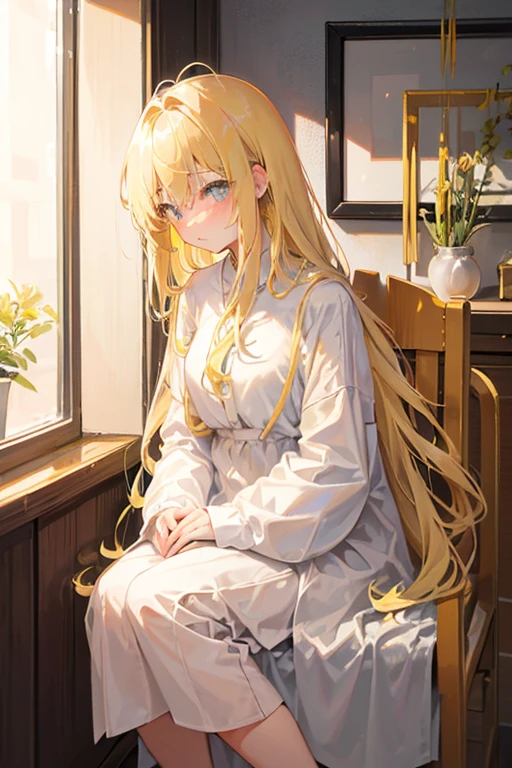 One girl, alone, woman, (Tolerate野_Tolerate),(blonde) (blonde_hair), (gold_hair), ((length_hair)), ((前hair)), (yellow_eye), blush, cute, Love&#39;s Cheek, Innocent face, pointed_ear, (blush_Stickers), flat_Big breasts, Narrow waist, dress, bow, bracelet, tooth, Portrait Global Illumination, hdri, Scattered beneath the surface, masterpiece, 4K, Ray-tracing, beautiful, Glamour、 sharp, Smooth Skin, Anime Sunset, since、No correction、Uncut、20+、Ahegao、Overflowing love juice、No correction、Pink nipples、Delicate painting, beautiful幼女, 長いhair, temperament,beautifulwomanが口紅で唇を塗る. beautifulwomanの顔, Fine details, ,身naked体, Expose your breasts,naked、