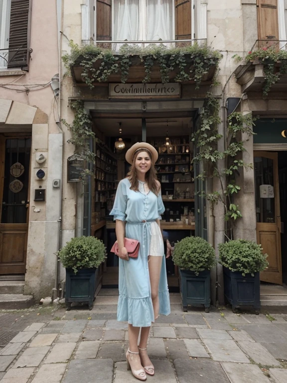 (meilleure qualité,haute résolution,Ultra-détaillé:1.2), hdr, Des couleurs vives, belle fille, Place de Barcelone, Atmosphère animée, Architecture de charme, fleurs colorées, Gens heureux, vue imprenable, café confortable, repas en plein air, temps ensoleillé, robe élégante, chapeau élégant, expression joyeuse, cheveux longs et flottants, artistes de rue dynamiques, foule animée, Musiciens de rue, stands de nourriture alléchants, REPERES historiques, pavé de mosaïque, fontaines décoratives, palmiers, Ciel bleu, Soleil chaud, rire et rire, moments d&#39;insouciance