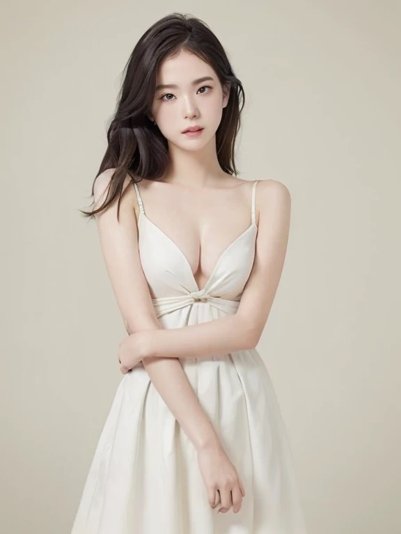 (Highest quality:1.5)、(Masterpiece:1.5)、(high resolution:1.5)、(raw photos:1.5)、realistic、Virtual image、Highly detailed、Film pellets、Fine skin、Soft, natural light、symmetrical on both sides、8K、ภาพประกอบที่Delicate and prettyงามอย่างยิ่ง、
1 girl comes in、Random hairstyle、Slender legs、Delicate and pretty、perfect face、beautiful eyes、White and bright skin、Real human skin、hair follicles、(Japanese students:1.ung face、From the waist upwards、big, full breasts、