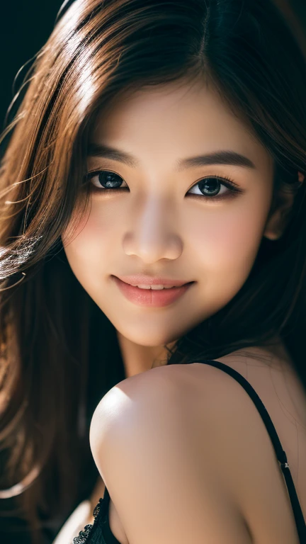 Highest quality, realistic epic, ((in the pitch black darkness :1.4)), ((Portrait:1.5)),(background: dark ) high contrast ,glorious picture, lowest lux, lighting Iace, she's comIortable, wearing underwearcolorขาว, Looks incredible, (8K, raw image, Highest quality),(realistic epic:1.5), woman, Iace,(ดวงตาที่มีdetails:0.8),(looking at camera:1.4), (Highest quality), ( high contrast, deep shadow),detailsที่ซับซ้อน,cinema,((skin:1.4)), (long dark hair:1.3), long hair, tangle ,(HDR:1.5),details, color, superior quality, Masterpiece, raw image (20 years old, look at viewer), beautiIul, (wearing underwear,), perIect, natural, perIect composition, Portrait, perIect Iace, smile expression, Attractive eyes, detailsที่สดใส, tight lips, (detailsskinสูง),, (colorฟ้า: 0.6), (sell: 0.8), (gory: 0.7), key illumination , (backlight: 0.5), Medium depth oI Iield, canon 5d, 50 mm lens, I/4 apertures, (มีdetailsมาก, detailsที่ซับซ้อน), sharp Iocus, soIt color, 8K, nonsense, 80mm, dark background, photography, smile, Pine, Iilipina, moderate ,