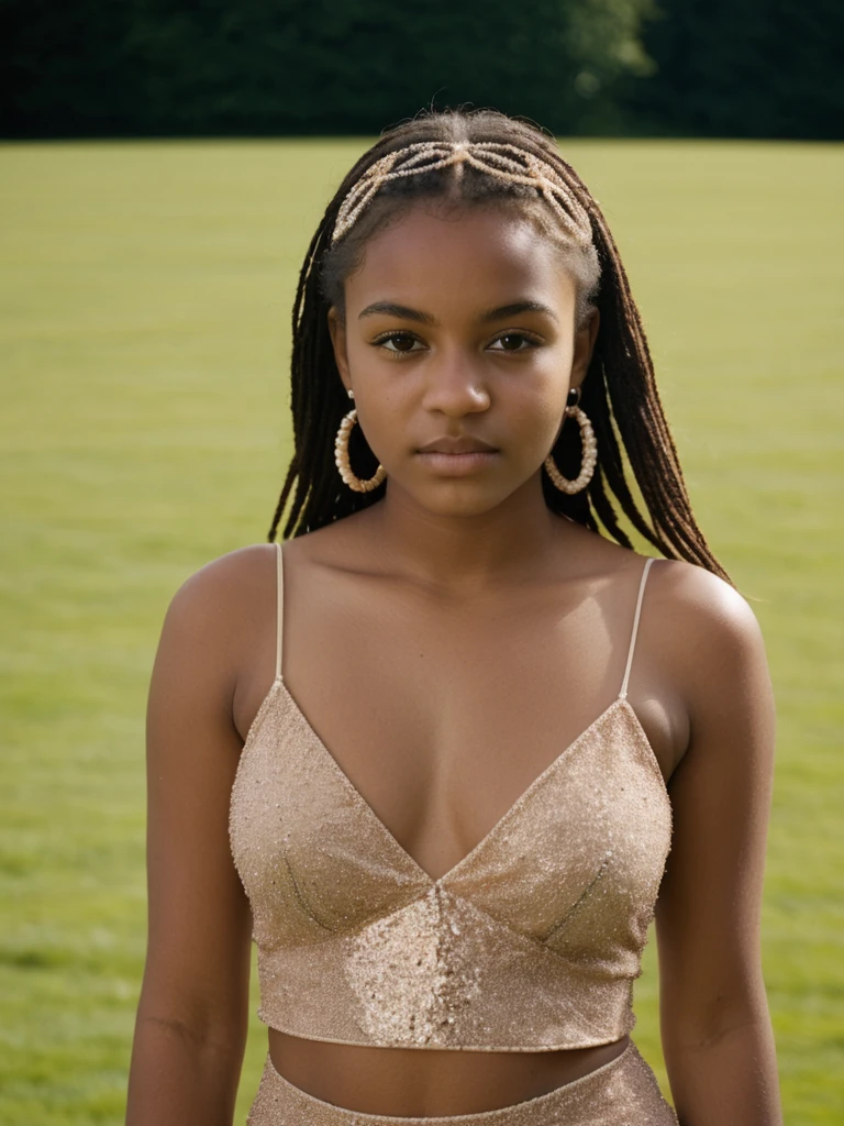 Best quality, glamor young girl 18 years old skin color skin color stand in the UK, Northern Ireland, beaded, shot with Leica M3 135mm f1..8 len