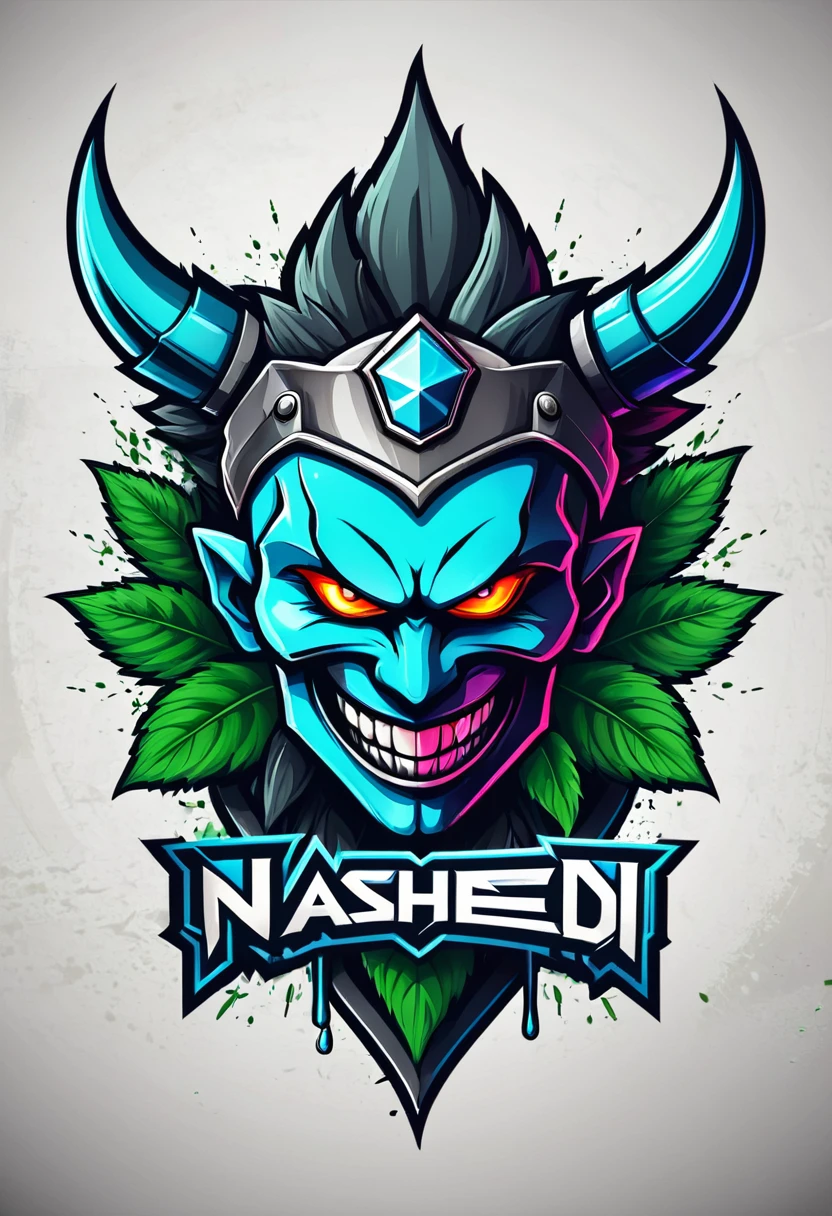 an aggresive and vulgar logo for an esports team named "nashedi"meaning some one who has addiction of drugs and alcohol and weed the logo should must contain the name of the team nashedi. The logo should have a rough texture with sensetive elements that are 18+