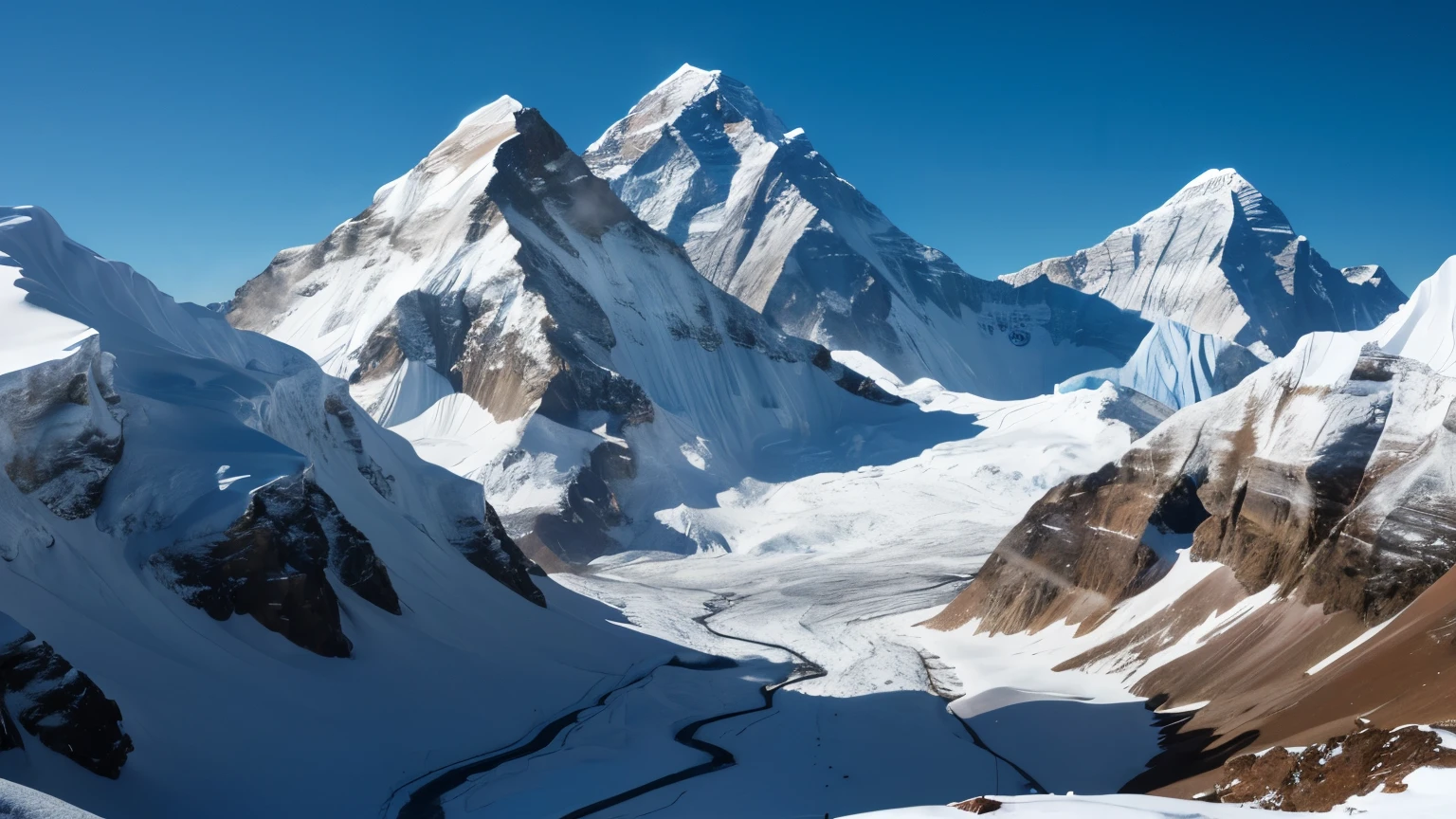 (Masterpiece:1.4, top-quality), ultra hi-res 8k, Everest, Snow Scene