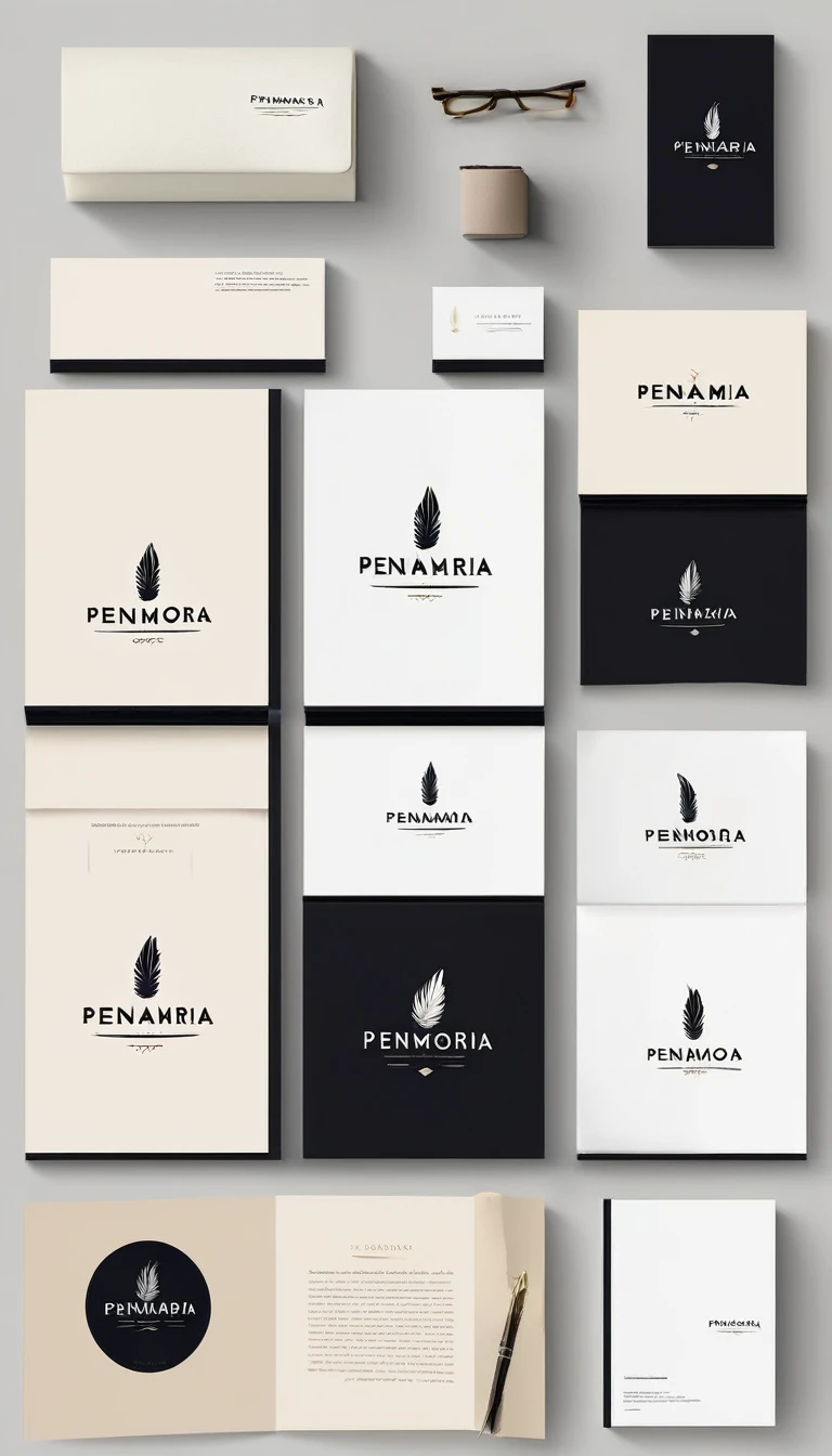 A minimal, modern, simple, cinematic logo design for the brand “Penamemoria". Create a modern, minimalistic, high-quality, logo of a feather of memories. The logo must convey a sense of dreams, stories, memories, music and imagination.