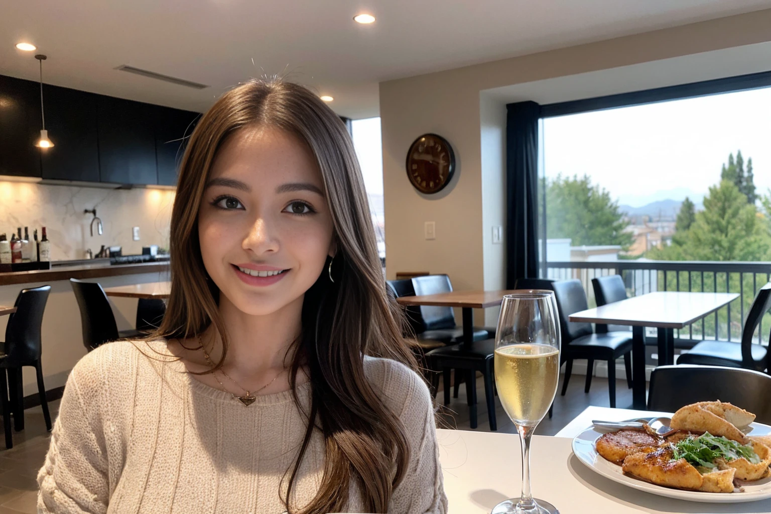 ((Highest quality、8K、masterpiece:1.3))、cute、slimカップル、modelカップル、actress男優、(Realistic, Intricate details:1.2), full-course dinner、Wine Party、Amazing view of the sunset sky and clouds、A bright smile、short hair,Bright Face、 (Age 37), Age 42, red wine 、Appetizers、Italian food、Wine bottle、Champagne、sparkling wine、Two beauties、Brown Hair、Shortcuts、Long sleeve shirt、dress、Beautiful woman 1, (slimな顔), (The body is slim), (Brown Hair), (Shortcuts), cheeks turn a little red,Attractive beauty、restaurant, In a prominent place (From the waist up) Nova Frog Style, actress, model, Upper Body, White wine, slim, wine glass, 中央に置かれたwine glass, smile, (smile: 1.15), Beautiful fine grain, Depth f/2,saturation, High Contrast, Strong light and shadow,Moist Body:1.5、3D texture、Delicate eyes、Brown Hair、The hair is very shiny、