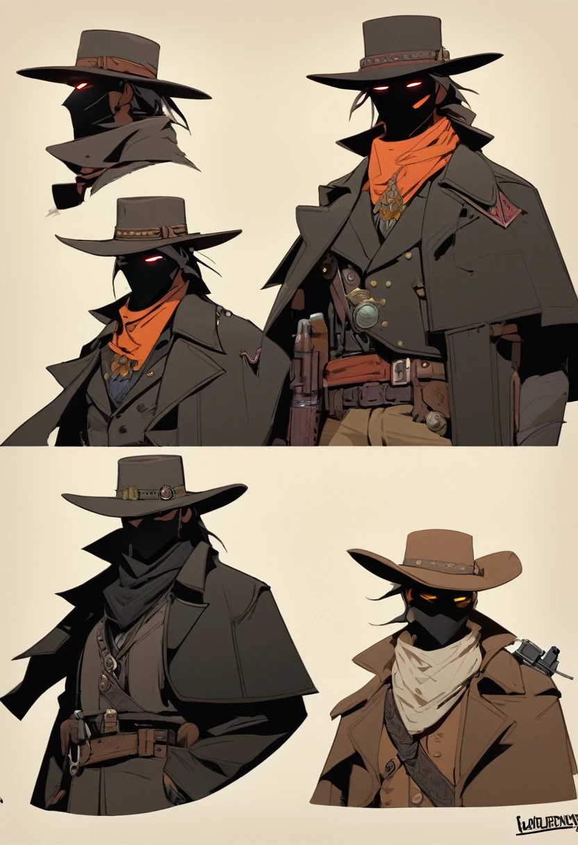 score_9, score_8_up, score_7_up, score_6_up, score_5_up, score_4_up, 1man, Western, Desert, red sun, scorching sun, arid, Horizon, far away, Wild West, red dead Redemption, cartoon art style, Holstered pistol, ready to draw, black hat, black overcoat, dark, Bandit, old west town, City, bloodborn, Hunter, fromsoftwere