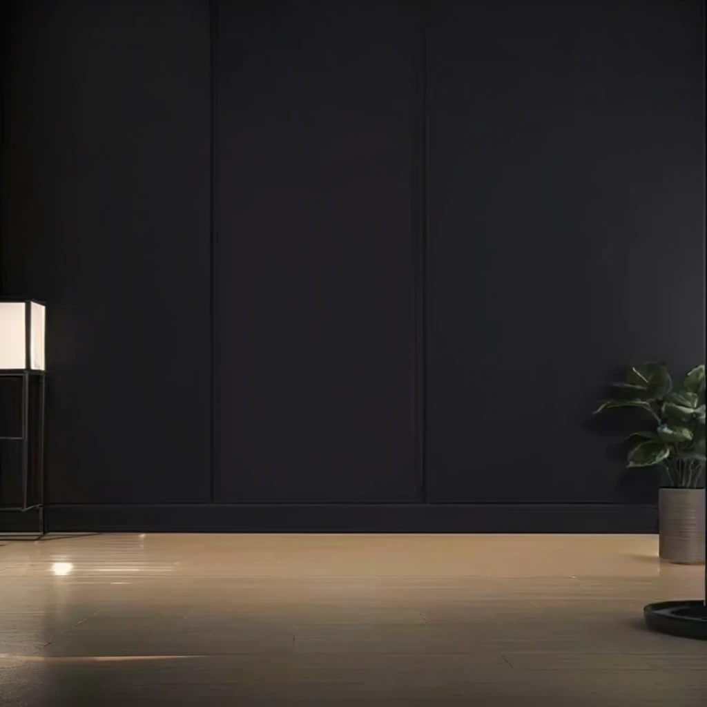 There is a black wall,There is a pot of plants on it, Lacquered glass, Smooth paneling, Vantablack Wall, apartment with Black Wall, Black Wall, empty room with Black Wall, black studio background color, Dark gray wall, Black color scheme, Black vertical slats wood, All black matte product, Dark color scheme, panel of black