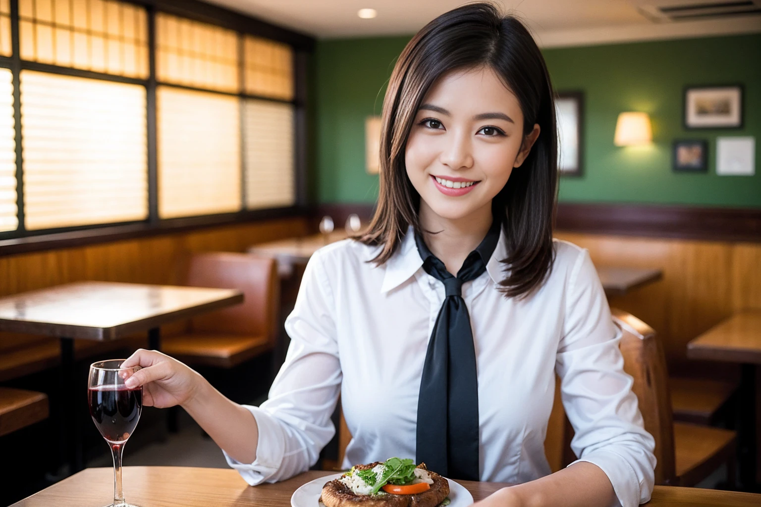 ((Highest quality、8K、masterpiece:1.3))、cute、slimカップル、modelカップル、actress男優、(Realistic, Intricate details:1.2), full-course dinner、Wine Party、Amazing view of the sunset sky and clouds、A bright smile、short hair,Bright Face、 (Age 44), Age 42, red wine 、Appetizers、Italian food、Wine bottle、Champagne、sparkling wine、Two beauties、Brown Hair、Shortcuts、Long sleeve shirt、dress、Beautiful woman 1, (slimな顔), (The body is slim), (Brown Hair), (Shortcuts), cheeks turn a little red,Attractive beauty、restaurant, In a prominent place (From the waist up) Nova Frog Style, actress, model, Upper Body, White wine, slim, wine glass, 中央に置かれたwine glass, smile, (smile: 1.15), Beautiful fine grain, Depth f/2,saturation, High Contrast, Strong light and shadow,Moist Body:1.5、3D texture、Delicate eyes、Brown Hair、The hair is very shiny、