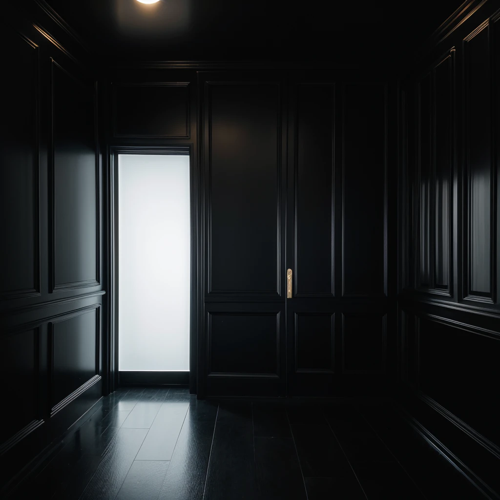 There is a black wall，There is a pot of plants on it, Lacquered glass, Smooth paneling, Vantablack Wall, apartment with Black Wall, Black Wall, empty room with Black Wall, black studio background color, Dark gray wall, Black color scheme, Black vertical slats wood, All black matte product, Dark color scheme, panel of black，Best quality，8K，The picture quality is perfect，Clarity