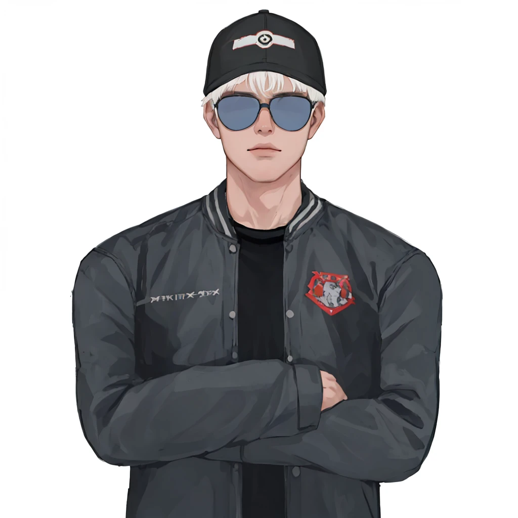 (masterpiece:1.2, best quality), (1men, solo, upper body:1.2),flat face,Hair: buzz cut, Clothing: oversized, distressed denim jacket with patches and pins, paired with black skinny jeans and combat boots, Hanging out in an underground music venue or street art exhibit