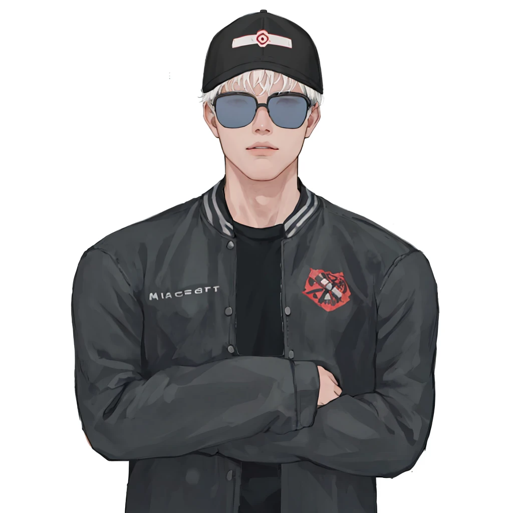 (masterpiece:1.2, best quality), (1men, solo, upper body:1.2),flat face,Hair: buzz cut, Clothing: oversized, distressed denim jacket with patches and pins, paired with black skinny jeans and combat boots, Hanging out in an underground music venue or street art exhibit