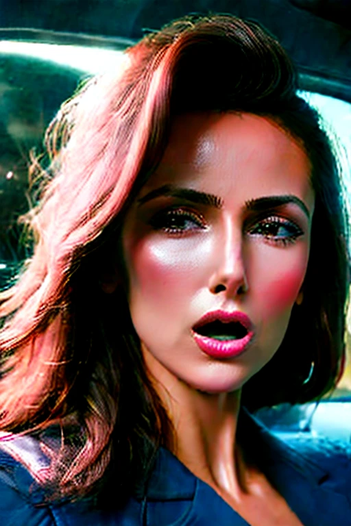 Nina Dodrev masutepiece,,award - winning photo, Extremely detailed, edgOrgasm,Face Focus, Face Close-up、Woman with mouth open and eyes closed , Woman with Edge _Face、30-years old、A dark-haired、CNN News Anchor、Glossy skin、In the car、