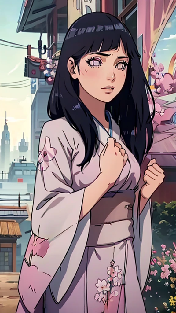 a beautiful girl, 1girl, beautiful detailed eyes, beautiful detailed lips, extremely detailed face, long eyelashes, intricate hair detail, delicate facial features, serene expression, anime style, beautiful detailed kimono, elegant posture, cinematic lighting, vibrant colors, fantasy landscape, glowing sakura petals, detailed background, (best quality,4k,8k,highres,masterpiece:1.2),ultra-detailed,(realistic,photorealistic,photo-realistic:1.37)
