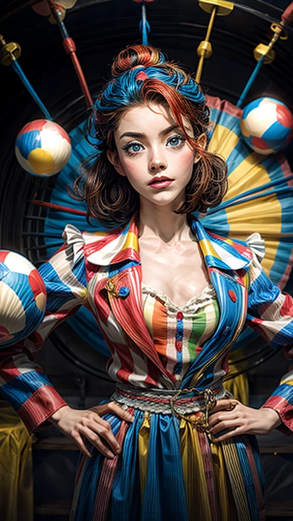 Beautiful circus clown、juggling