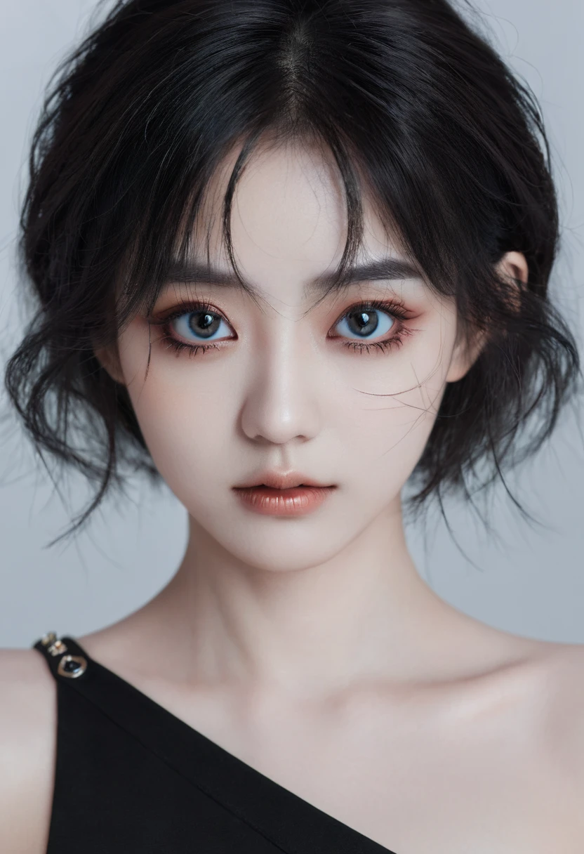 8K, dark_fantasy, Delicate face, (Delicate glass pupil: 1.5), Standing full body portrait, One eye is blackened, Redness in one eye, 1 person, Mechanical wonder, exist
