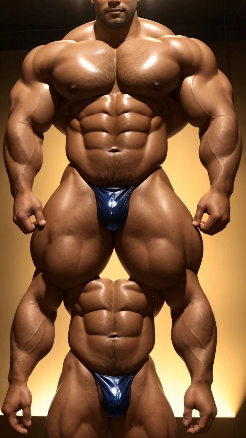 There is only one handsome Asian actor in the photo,35 years old,High target, Fitness,Smooth body,Smooth skin,No chest hair,short hair, O-Shaped Beard,Perfect body, Dark skin color,Radiant Skin,Smooth skin,Shiny, shiny skin,Smooth pectoral muscles,Muscle bulge, muscular, Very large pectoral muscles,Very y abdominal muscles,Very well-developed leg muscles,Huge concave and convex area,Brightens oily skin,Wearing a shiny gold leather thong,Handsome face,Normal human toes,Correct and accurate male body proportions,Superhero style,Light particle effects, dusk, Dynamic poses,Surrounded by energy,Multiple light points,Gradient sky, Gorgeous fantasy magic。