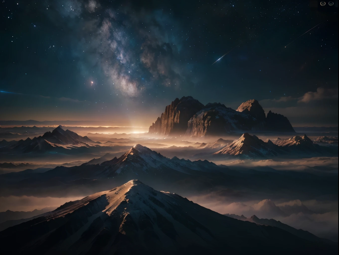 A stunning planetary landscape in deep space, (best quality,4k,8k,highres,masterpiece:1.2),ultra-detailed,(realistic,photorealistic,photo-realistic:1.37),dramatic lighting,intricate details,nebula clouds,swirling cosmic energy,glowing celestial bodies,distant galaxies,sci-fi atmosphere,muted color palette,cinematic composition