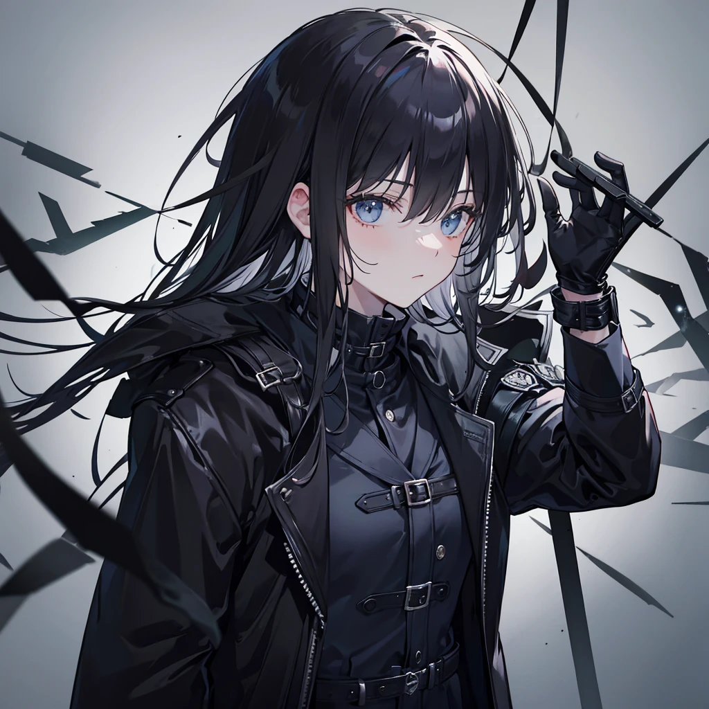 a serial killer with black trench coat, black gloves, a full head mask
