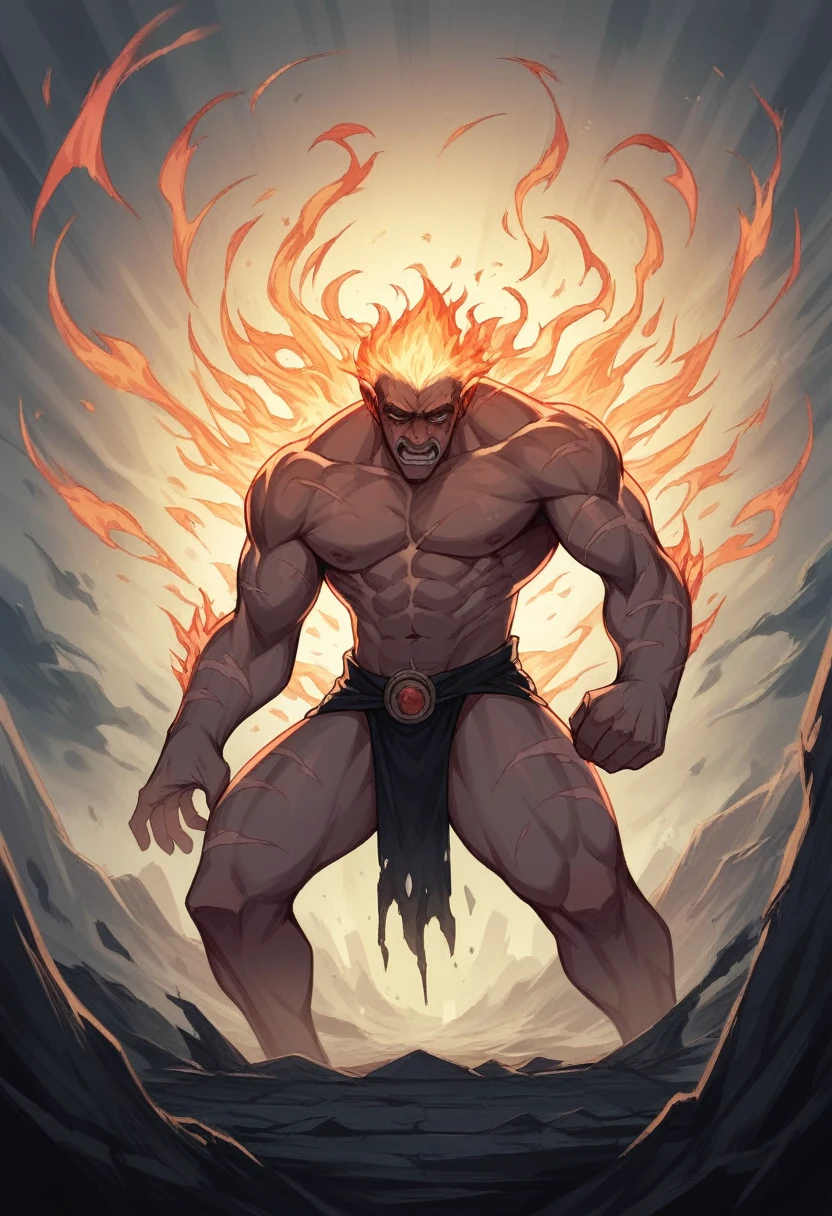 Visualize a dramatic and tormenting scene where Iblis, the fallen angel, is depicted writhing in excruciating pain. Iblis should be shown as a dark and menacing figure with twisted features, surrounded by an aura of despair and anguish. The background should be a desolate, infernal landscape with swirling dark clouds and flickering flames, symbolizing his eternal torment. Use dynamic lighting to emphasize the shadows and highlights, enhancing the atmosphere of agony and suffering. Epic details, hyper detail, 8k, ultra sharp, UHD.