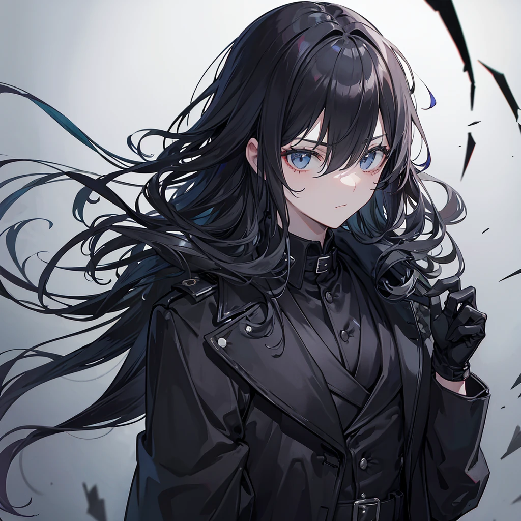 a serial killer man with black trench coat, black gloves, a full head mask