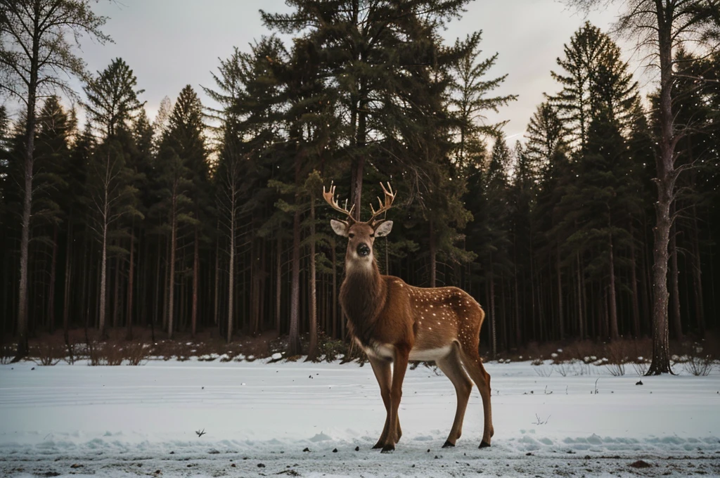 there is a deer that is standing in the snow, deer portrait, portrait of forest gog, looking majestic in forest, elk, fotografia, deer, digital art animal photo, wildlife photograph, portrait of a big, wildlife. atmospheric, photo render, against dark background, photo of a beautiful, wildlife photo, closeup portrait shot, best on adobe stock, 4 k 8 k