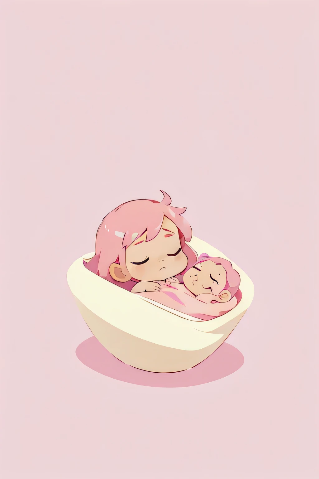 baby sleeped, pink theme, minimalist, cartoon, simple, vector graphic, detailed