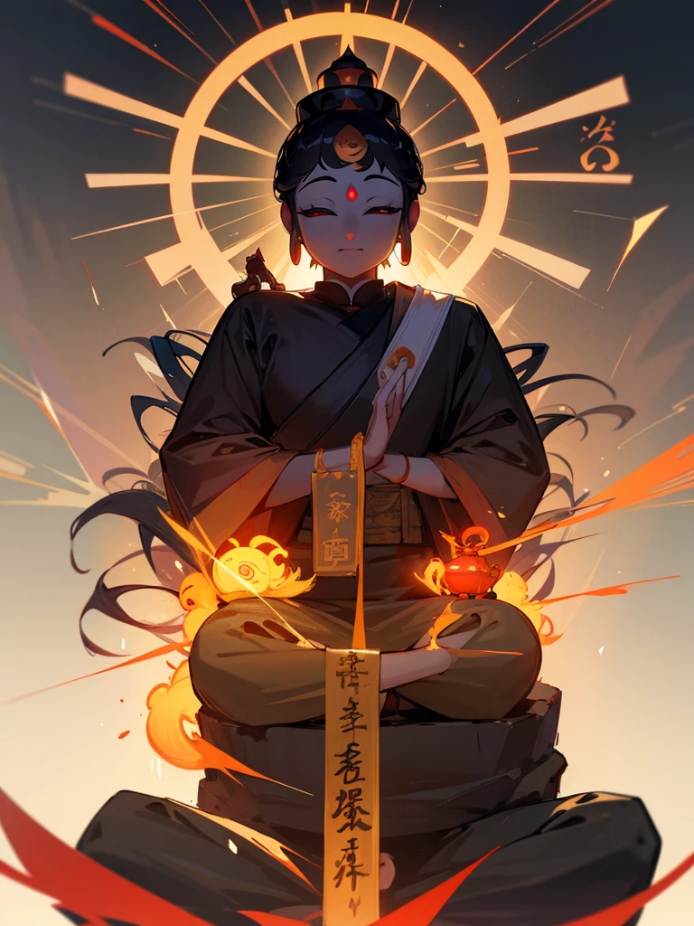 Amitabha Buddha 微笑み eyes closed buddha posture halo black hair third eye 涙 fuckYou
