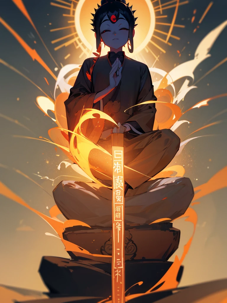 Amitabha Buddha 微笑み eyes closed buddha posture halo black hair third eye 涙 fuckYou