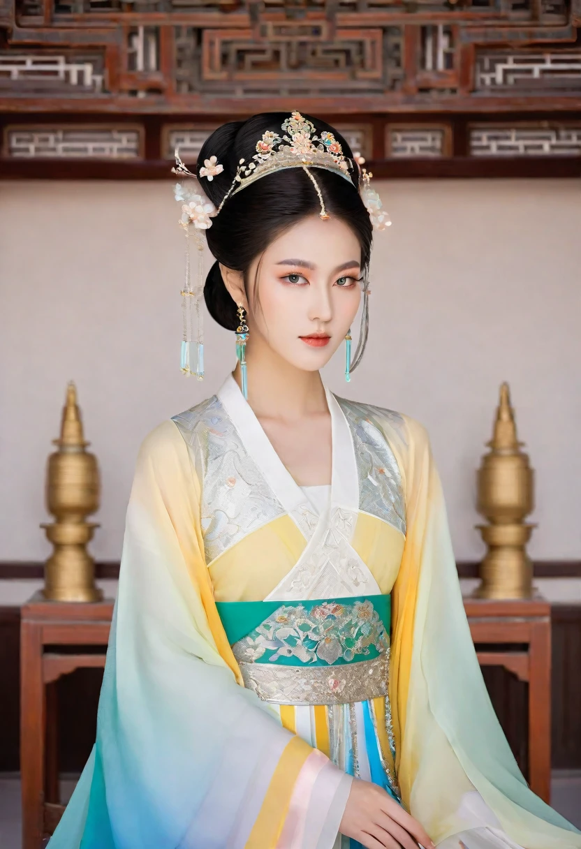 high quality,excellent work,Dunhuang,A beautiful princess,Elegant and noble,Complex lines,Gorgeous details,Soft color scheme,Subtle Gradient,Combining art and mathematics,Ultra Detail,Trends in the art station,Sharp focus,Studio Photography,Intricate details,Highly detailed,Center,Perfect symmetry,Bright colors