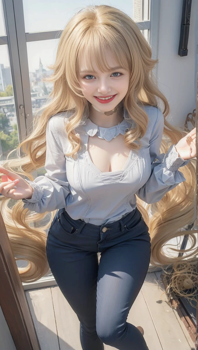 best quality, tmasterpiece,Ultra-high resolution,Clear face,(Reality:1.4),ferpect lighting,(upper body shot), (photorealistic:1.50), anime wallpaper, Guviz style artwork, cover-up fantasy up to magic , by Yang J, Guviz, beautiful artwork illustration, beautiful digital artwork, beautiful digital illustration, Li Song, beautiful anime portrait, art style in Beauvot, Lips wear thick red lipstick,(smile1:2)