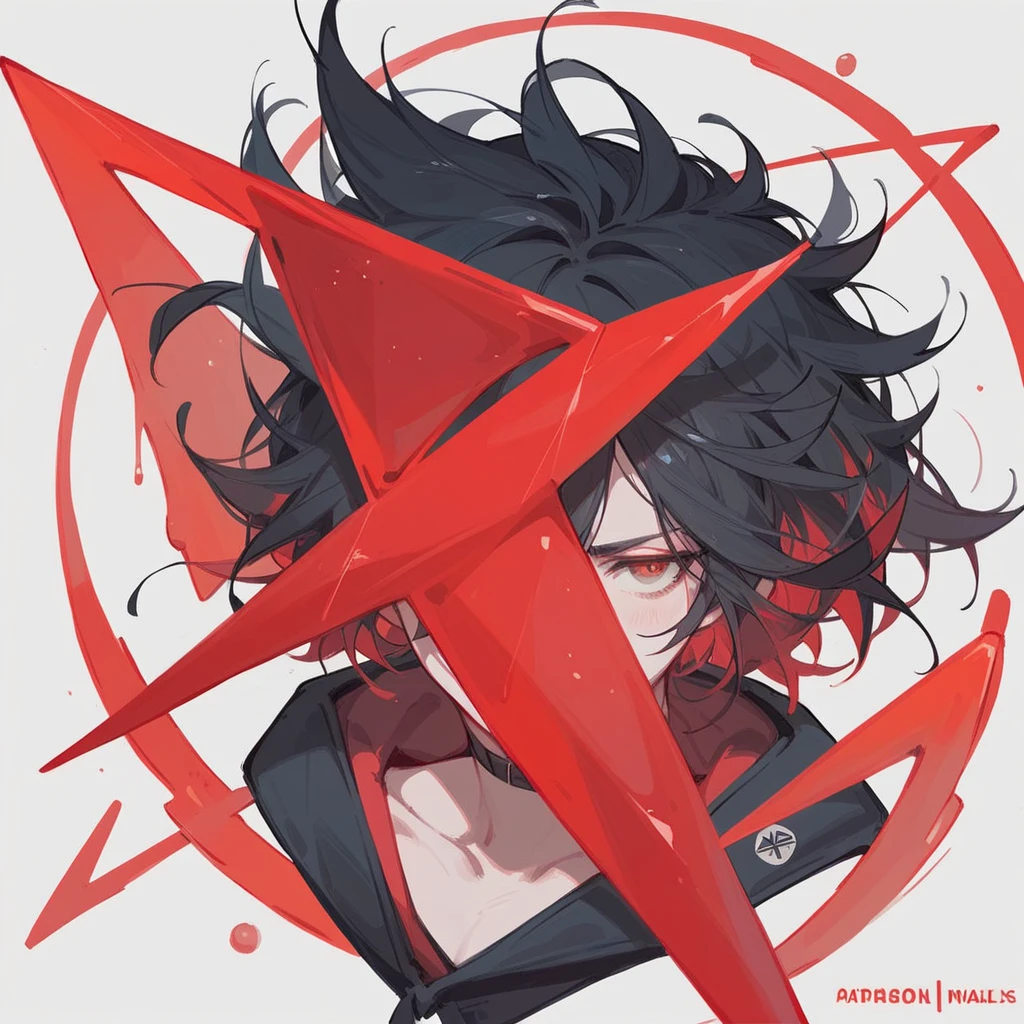 jovem rapaz homem com cabelos azuis e olhos vermelho com roupas descoladas estilo anime