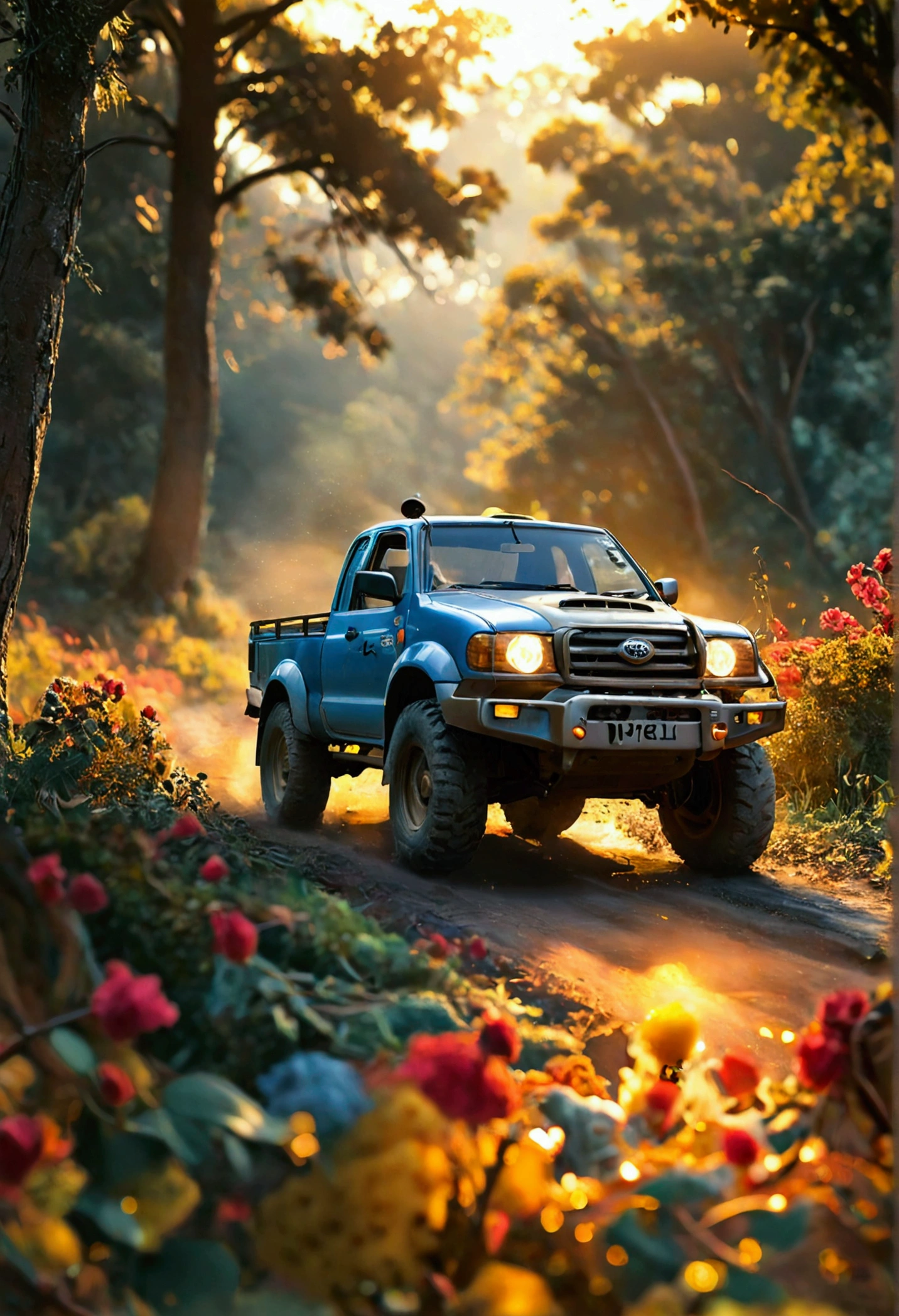 (Winne the pooh) driving a Toyota Hilux