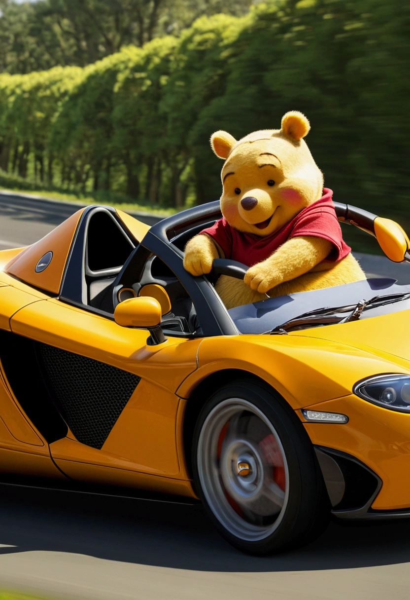 (Winne the pooh) driving a Mclaren