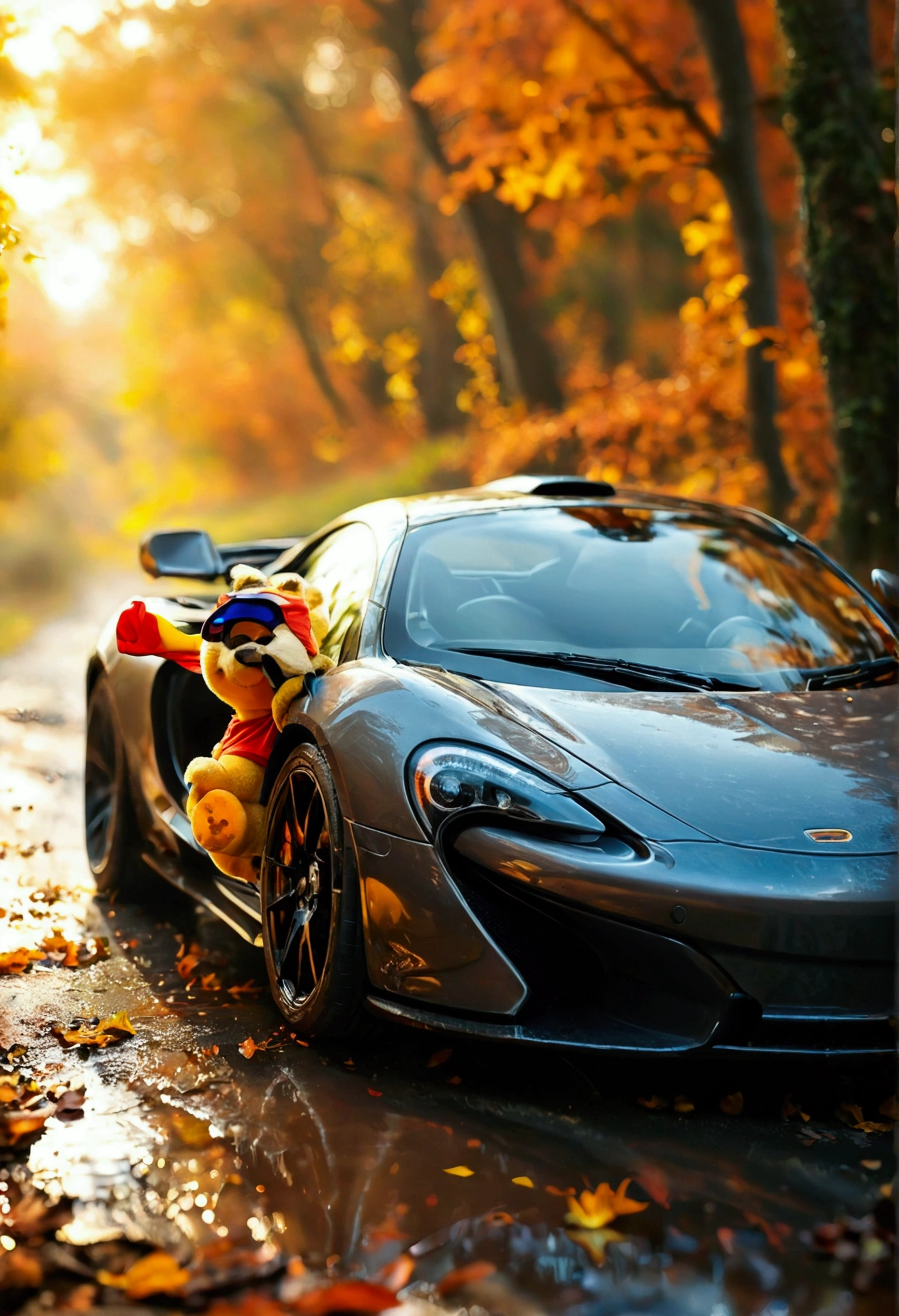  (Winne the pooh) driving a Mclaren