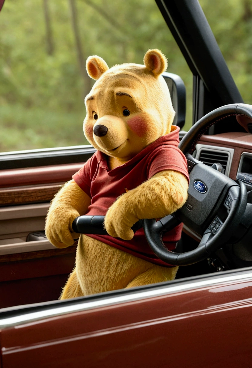  (Winne the pooh) driving a Ford F150