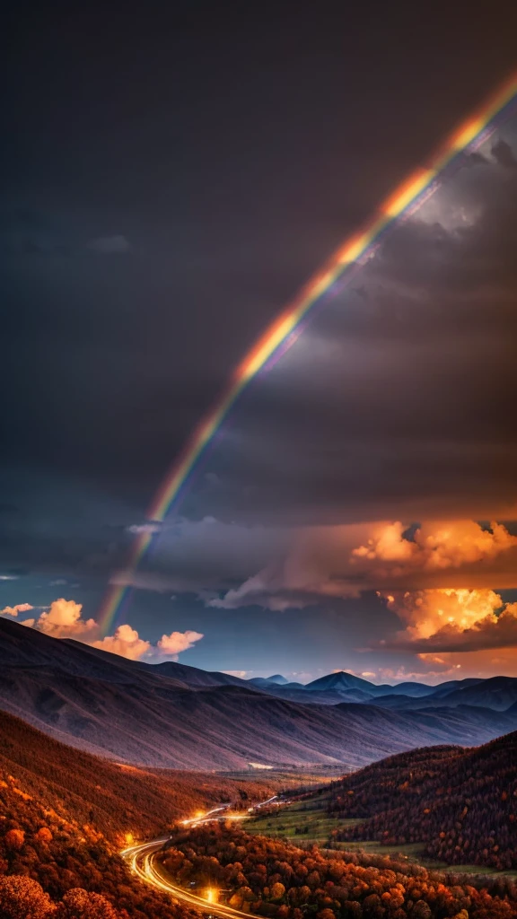Vast landscape photography , (A view from below, with the sky above and the wide fields below), The evening sky where you can see the stars (cloud:1.2), A girl looking up at the sky in the distance、Distant Mountain, Treebreak Production Art, Lots of red and orange, Intricate details, Volumetric lighting, Realism BREAK
(masterpiece:1.2), Detailed Shadows, (Highest quality), 4K, Super detailed, (Dynamic configuration:1.4), Very detailed, Colorful details,( Rainbow colors:1.2), (Shining Lights, Atmospheric lighting), dream-like, Magic, (alone:1.2)