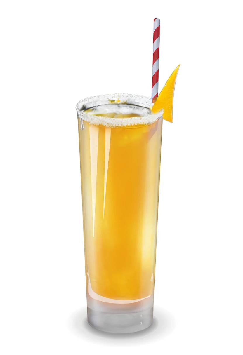 there is a glass of orange juice with a straw and a slice of orange, tall iced tea glass, drinking cocktail, iced tea glass, trapped in tall iced tea glass, drink, glass with rum, cocktail in an engraved glass, a wide full shot, the sour, straw, drinks bourbon, by Austin English, skewed shot, with a drink
