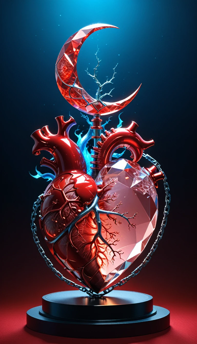 John Ball Style,(Liu Ye's style:0.9),
conceptual design of the transparent glass human Heart (organ),(1 (Kaneko:2) Heart (organ), Entangled in metal chains and lightning:1.3),(hard ultra-polyhedra polygonal Heart \(organ\) Close-up of the sculpture:1.4),(Rose Quartz:1.3),(Blue flame line drawing:1.6),(Chemiluminescence:1.2),
(Red crescent moon background:1.6),sharp,sharp image,(Extremely detailed和复杂, Hyperpolarizers, elegant, Gorgeous, Surrealism, Very detailed:1.1),Extremely detailed,Breathtaking resolution,8K,Ray Tracing,masterpiece,Particle Effects,Beautiful Effects,
rest
(dark:1.4),(Extreme shadows:1.4),(The best shadow:1.4),dark氛围,