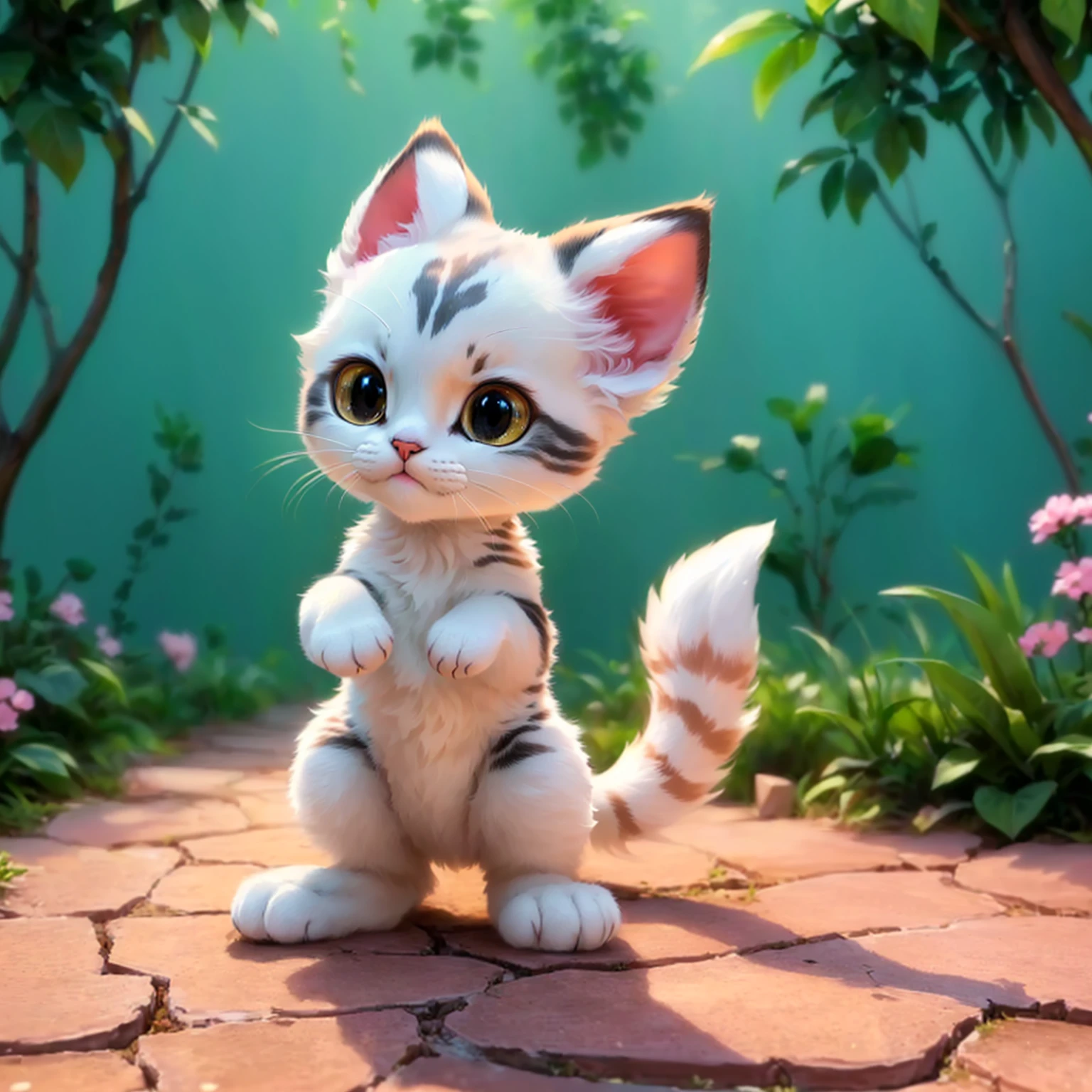 Close-up of a cat standing on its hind legs, Lovely数字, Lovely detailed digital art, Lovely 3 d render, Lovely digital art, anime visual of a Lovely cat, Disney's Bambi cat, very beautiful Lovely catgirl, Anime cat, Lovely cat, Sora is a cat, Lovely! C4D, Lovely cartoon character, realistic Anime cat, a Lovely cat