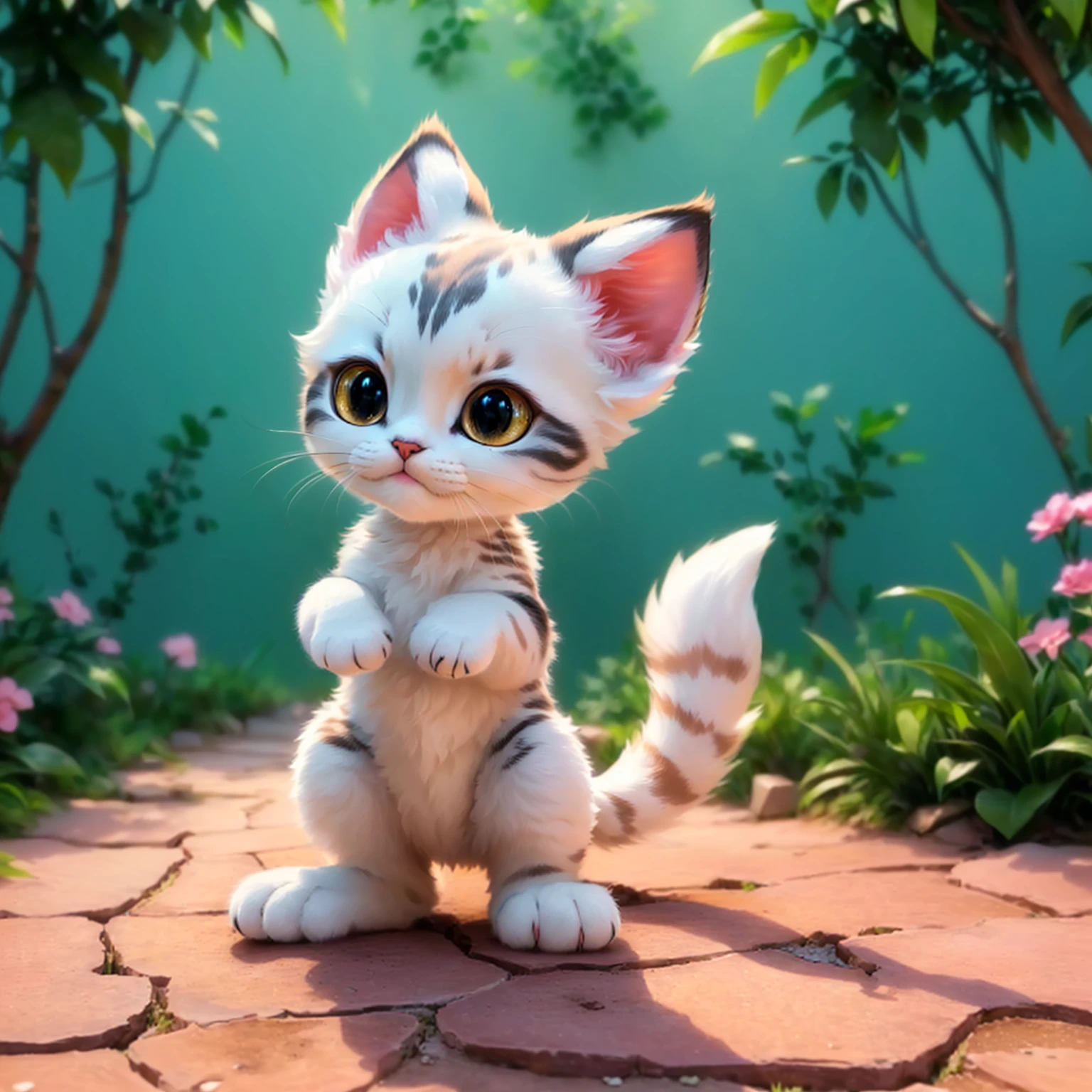 Close-up of a cat standing on its hind legs, Lovely数字, Lovely detailed digital art, Lovely 3 d render, Lovely digital art, anime visual of a Lovely cat, Disney's Bambi cat, very beautiful Lovely catgirl, Anime cat, Lovely cat, Sora is a cat, Lovely! C4D, Lovely cartoon character, realistic Anime cat, a Lovely cat