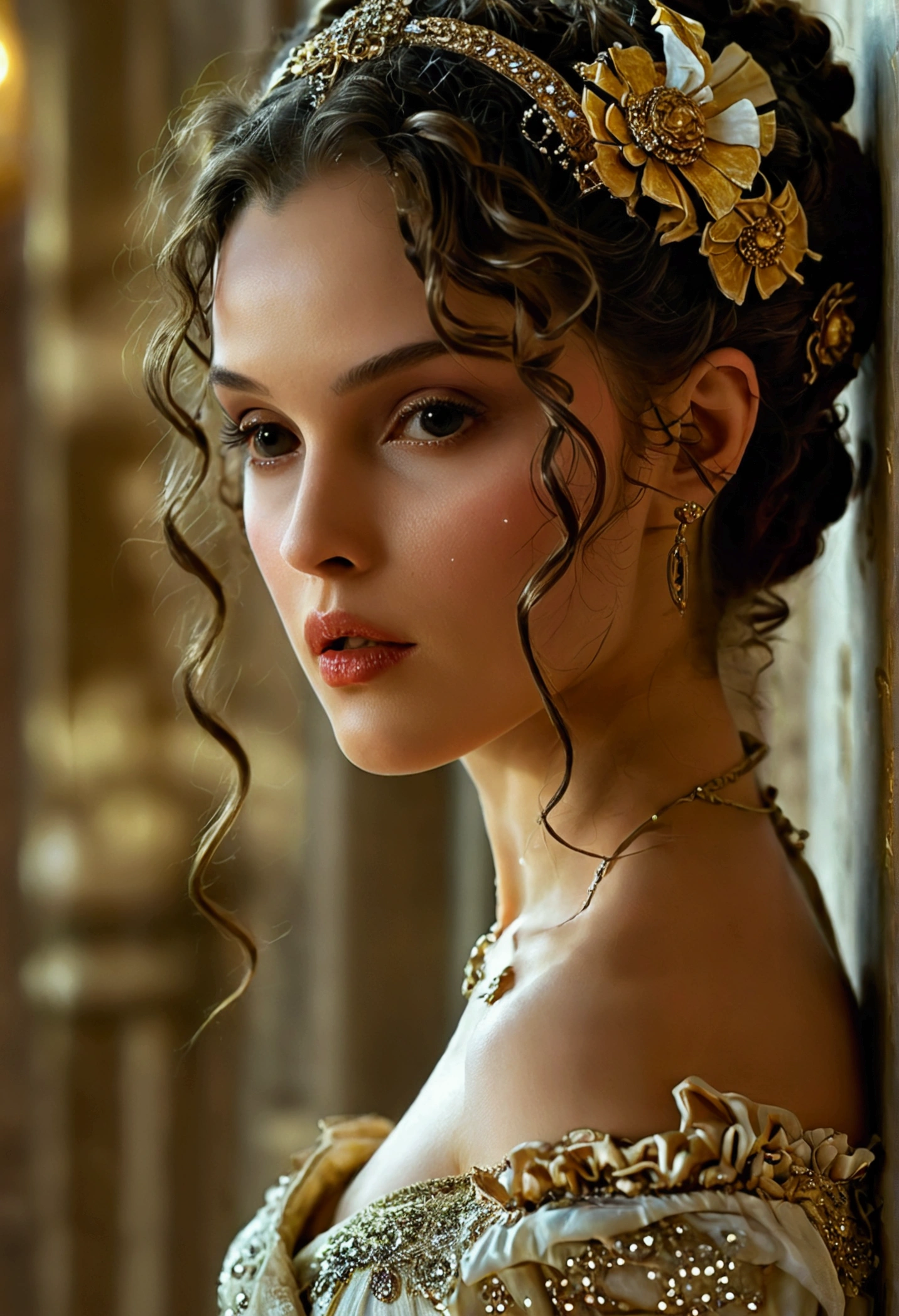 (Padme Amidala) in an erotic off shoulder dress